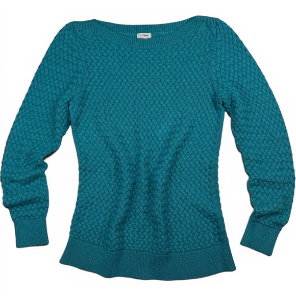 L.L. Bean Sweaters - LL Bean Textured Cotton Boatneck Sweater Size Small Coastal Grandmother